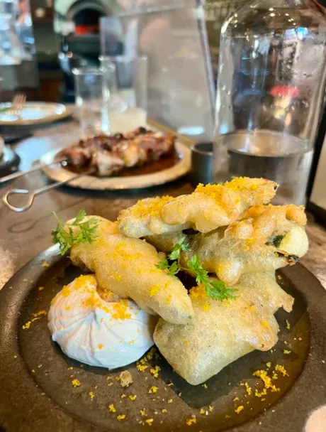 Zucchini Tempura, Cesar Mayo, Bottarga